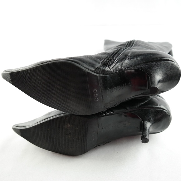 Moda In Pelle Tall Ruched Leather Boots Sz 37 - Picture 3 of 8